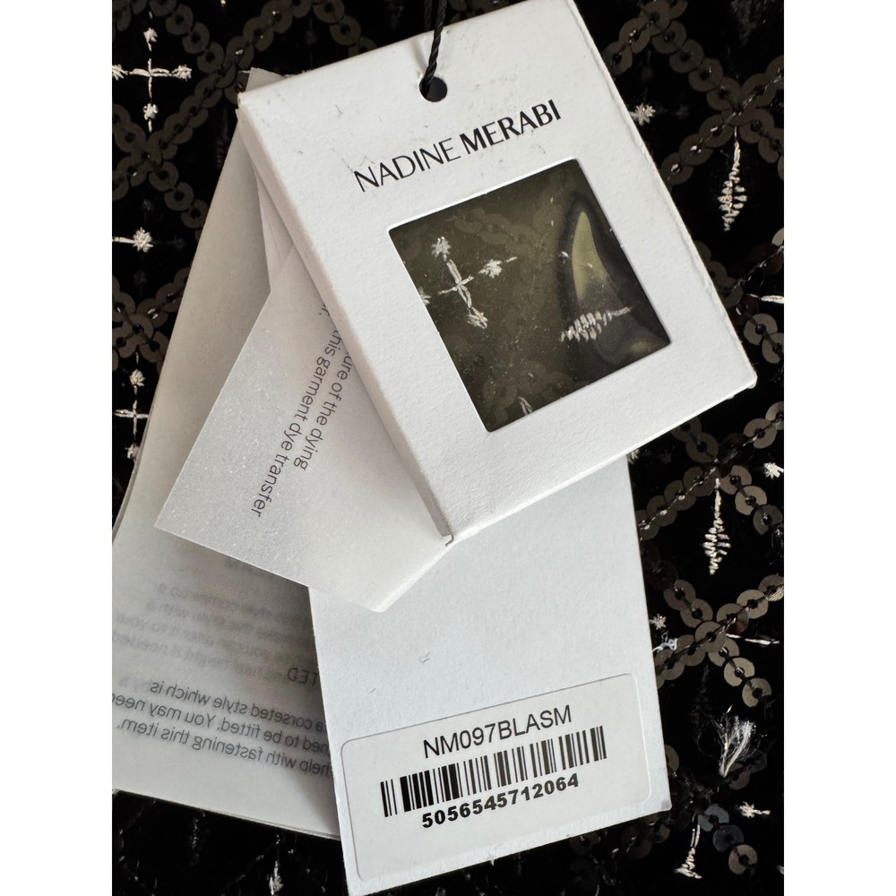 NWT NADINE MERABI Black Sequin Corset Jumpsuit - Picture 11 of 16